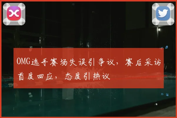 OMG选手赛场失误引争议,赛后采访首度回应,态度引热议